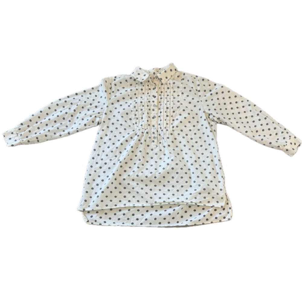 Sundance Lizbeth Joy Sz Large Womens Polka Dot Tunic Blouse Cream